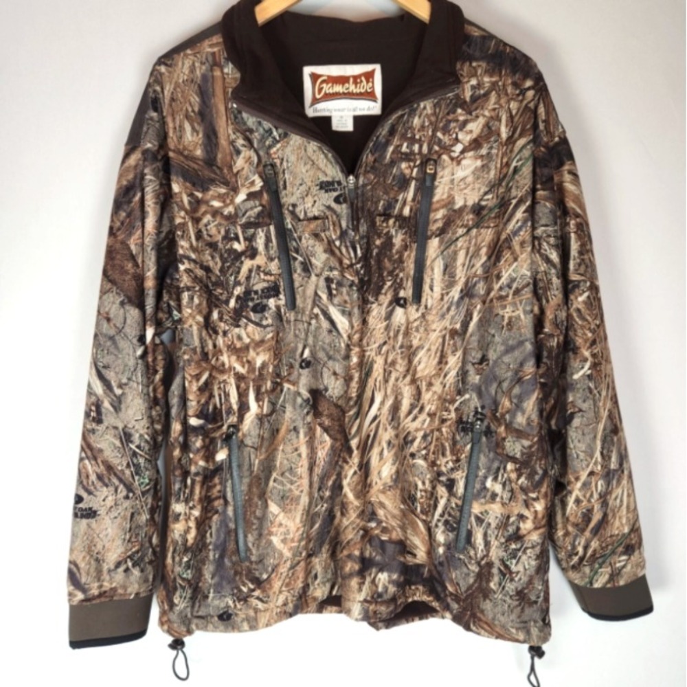 Gamehide‎ Hush Hide Mossy Oak Duck Blind Camo 1/4 Zip Pullover Jacket XL Hunting